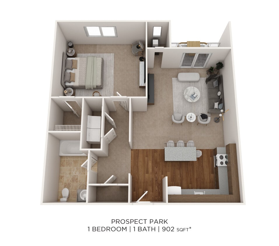 Floor Plan - One Bedroom- 902 sqft