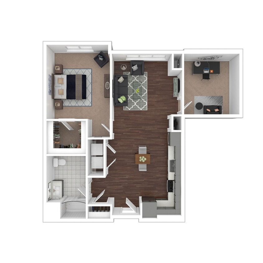 Floor Plan - 1K (One Bedroom + Den)