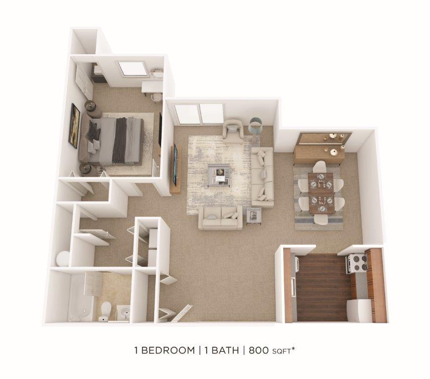 Floor Plan - One Bedroom-800 sqft