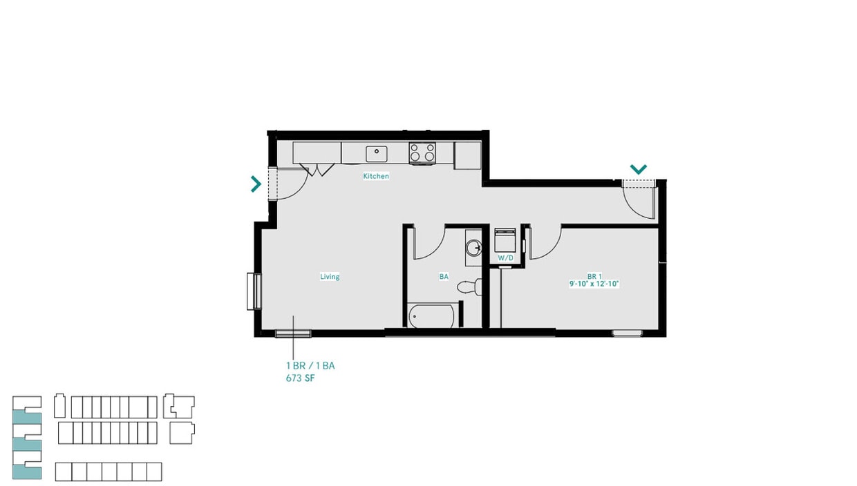 Floor Plan - 1-Bedroom 1-Bathroom Traditional Rowhome