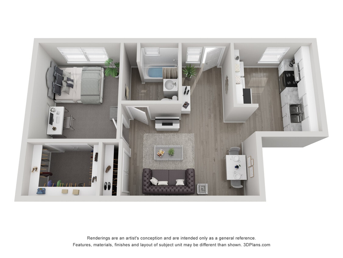 Floor Plan - A7 1x1 H Semi Upgrade-Call for Availability