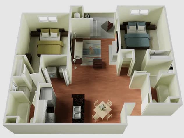 The Edge 2x2 Floorplan - Two Bedroom Two Bathroom