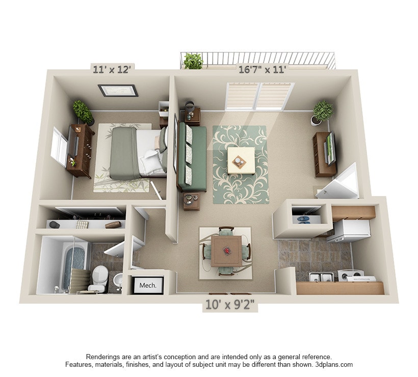 Floor Plan - One Bedroom One Bathroom