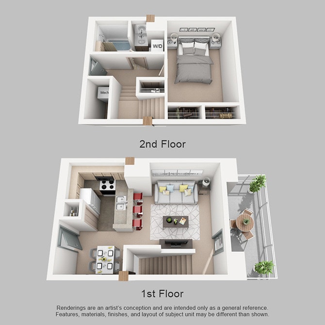 Floor Plan - Split Level One Bedroom