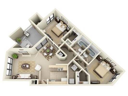 2 Bedroom | 2 Bath | 1048 SF - B2