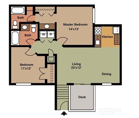 Two Bedroom Two Bathroom (small) - 2x2A