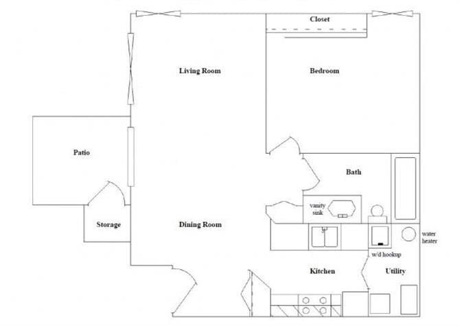 Floor Plan - 1BRx1BA Renovated