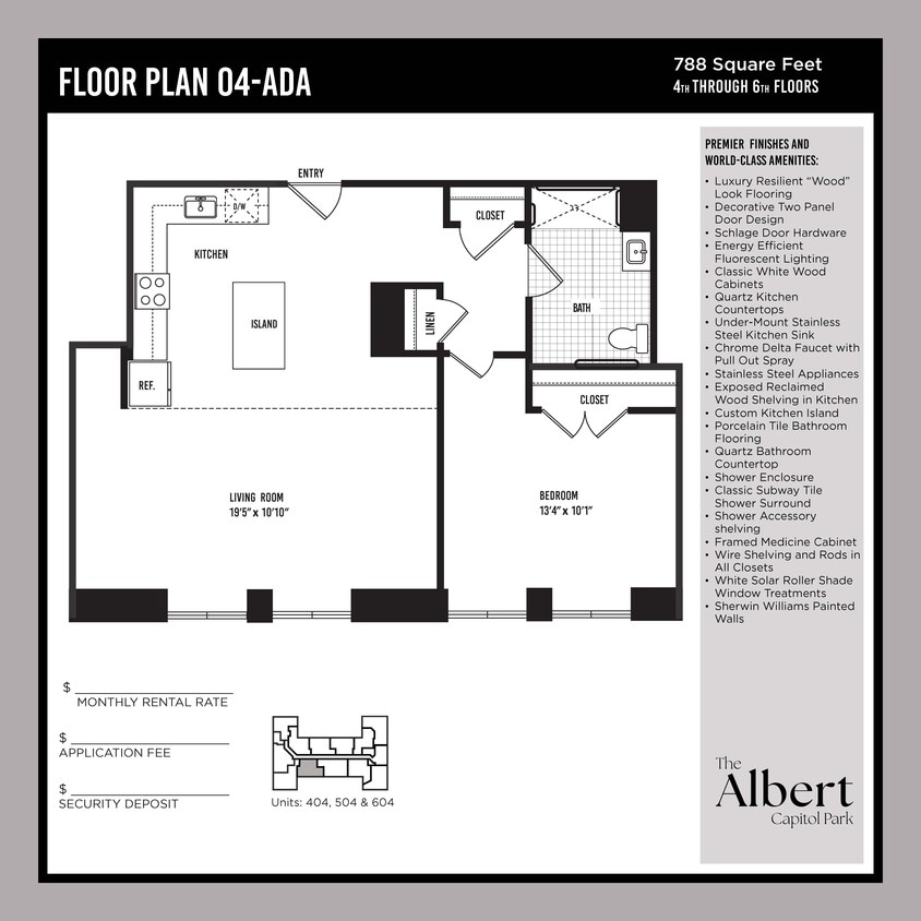 Floor Plan - 1 Bedroom Unit - ADA