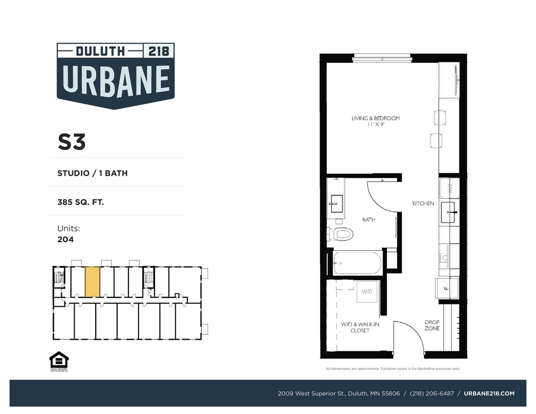 Floor Plan - S3 - Studio / 1 Bath Income Restricted - 70%