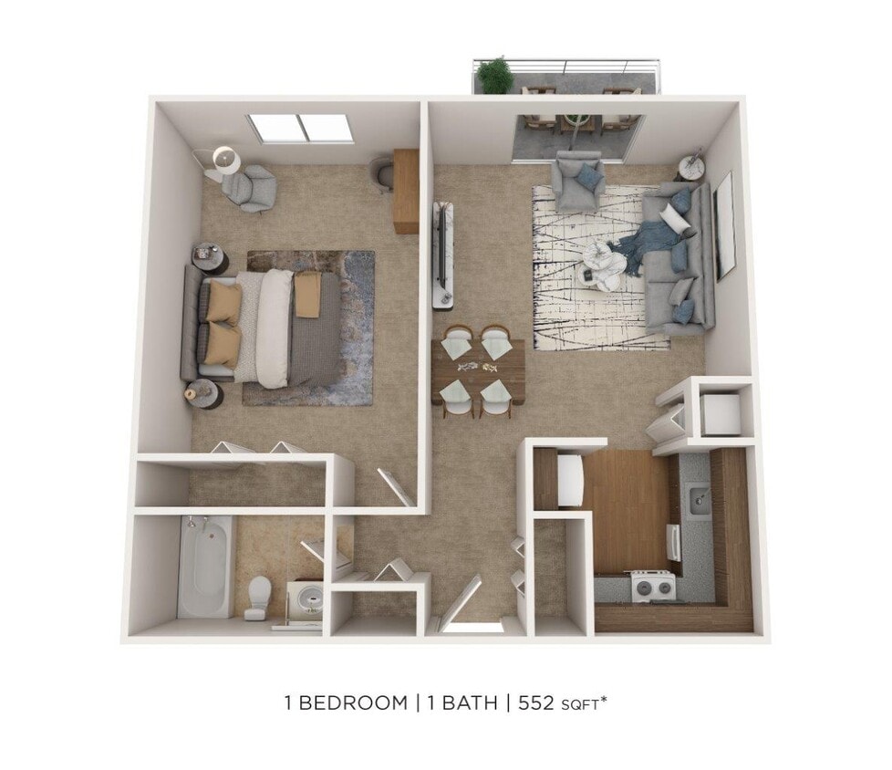 Floor Plan - One Bedroom - 552 sqft