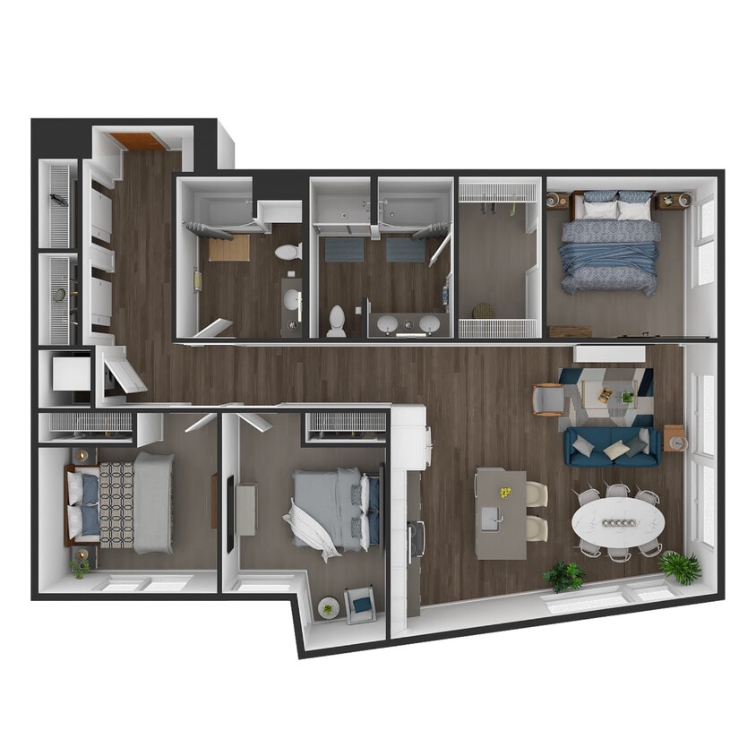 Floor Plan - 3 Bed, 2 Bath - A