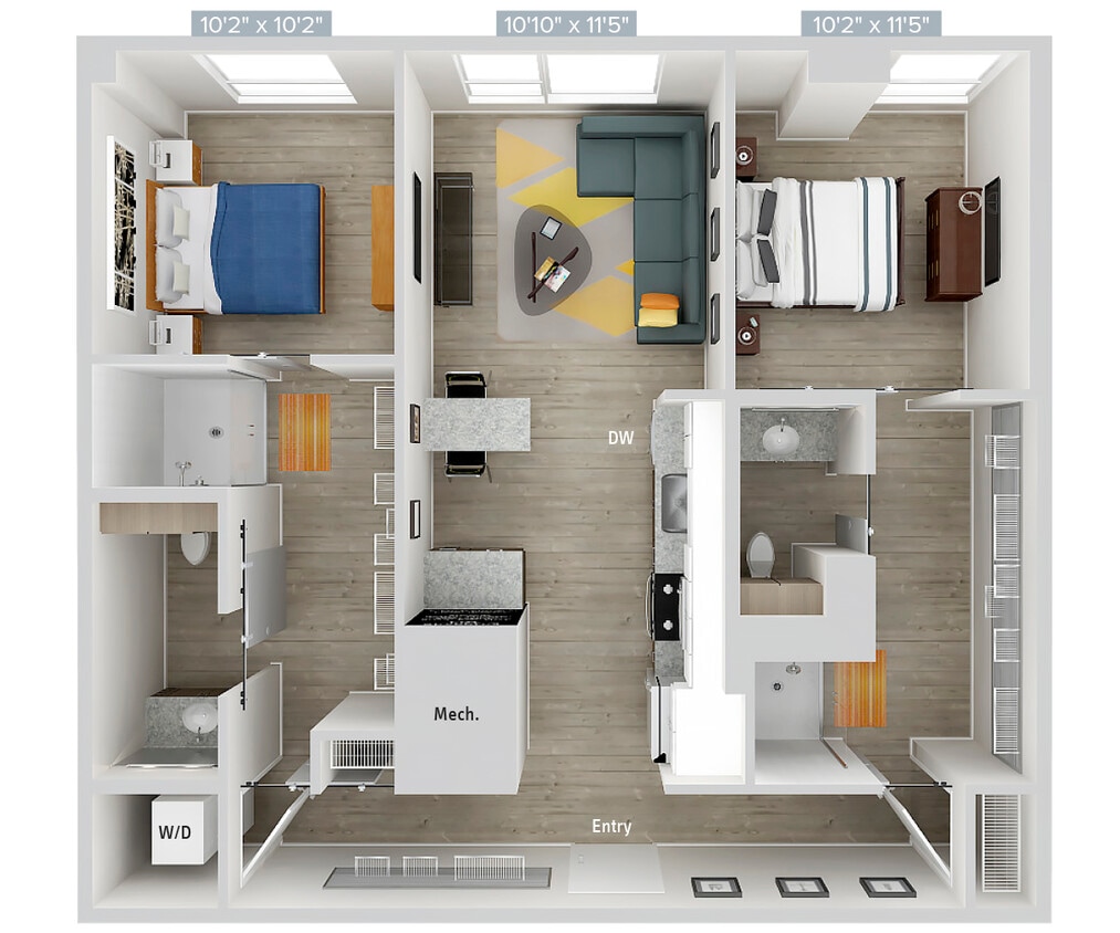 Floor Plan - B2-979SF-Apt164
