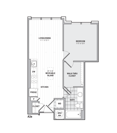 Floor Plan - 1Bed/1Bath-A3a