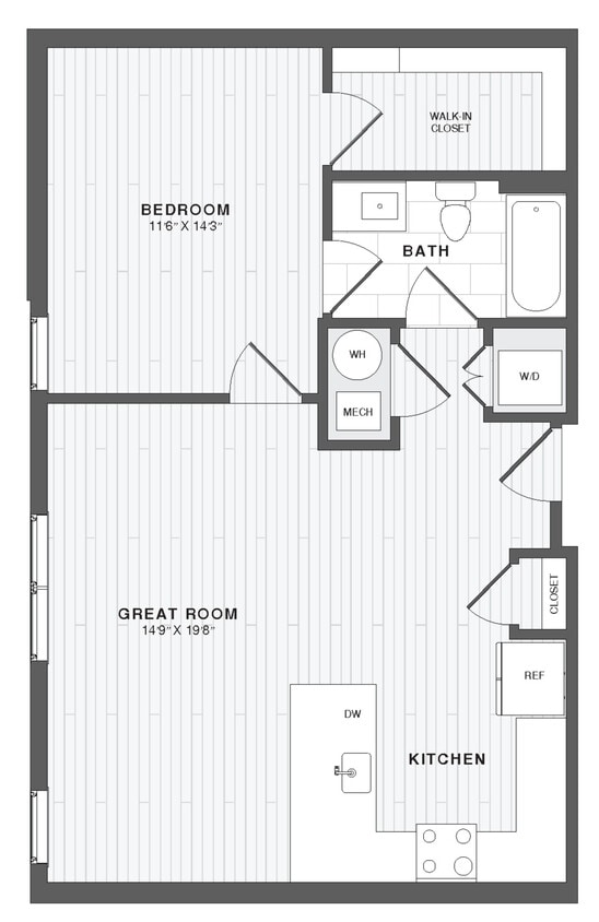Floor Plan - 1 Bed/1 Bath-A6