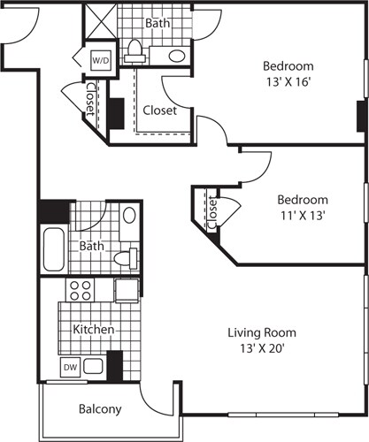 Floor Plan - Two Bedroom 1311 B