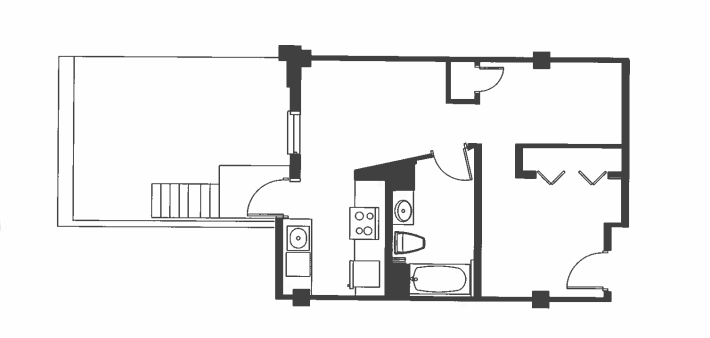 Floor Plan - 1 Bed 1 Bath - A1B