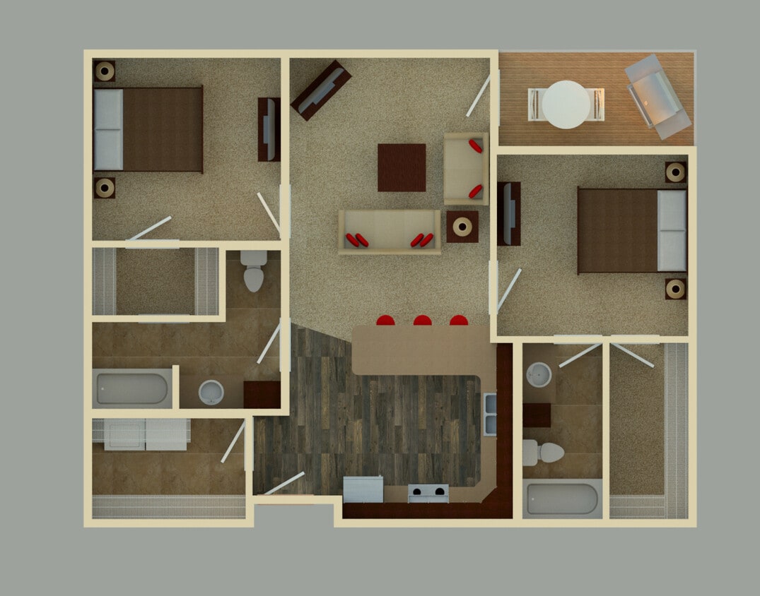 Floor Plan - 2 Bedroom 2 Bathroom