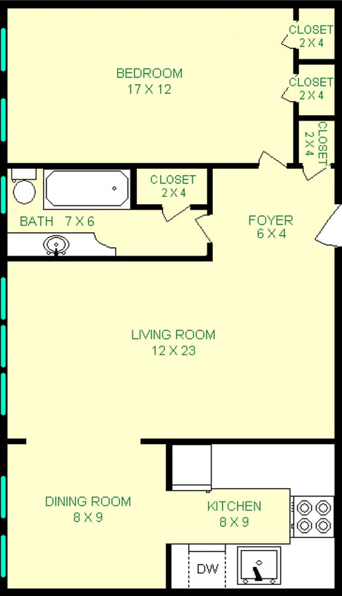 Mosside One Bedroom Floorplan - Mosside