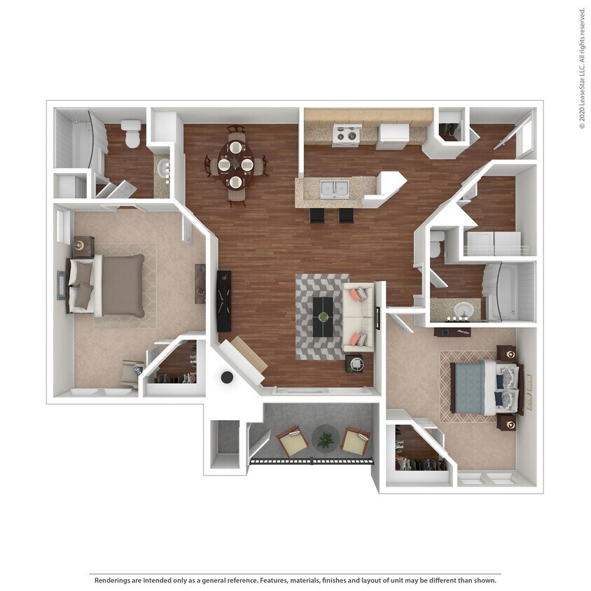 Floor Plan - 2 Bed 2 Bath 1138 SqFt (1070 Net)