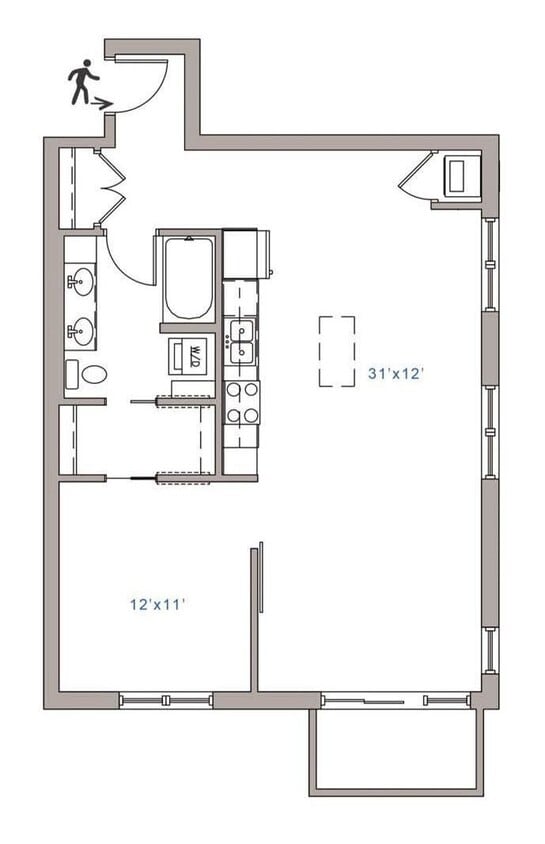Floor Plan - 1 Bed 1 Bath I - 1800