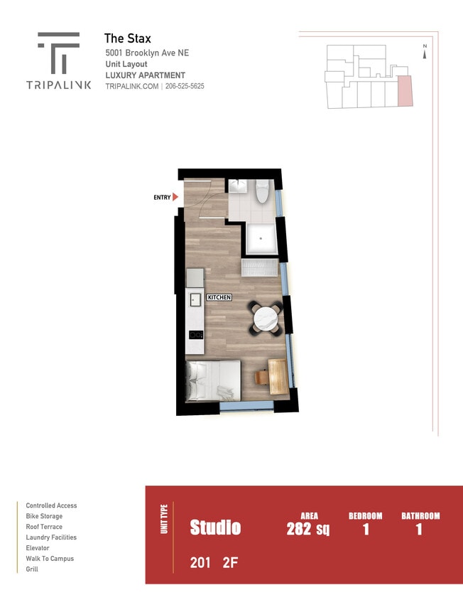 Floor Plan - Studio - 282 sqft