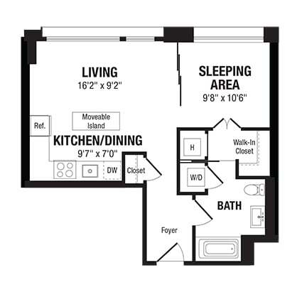 Floor Plan - 1 Bed/1 Bath-A4a
