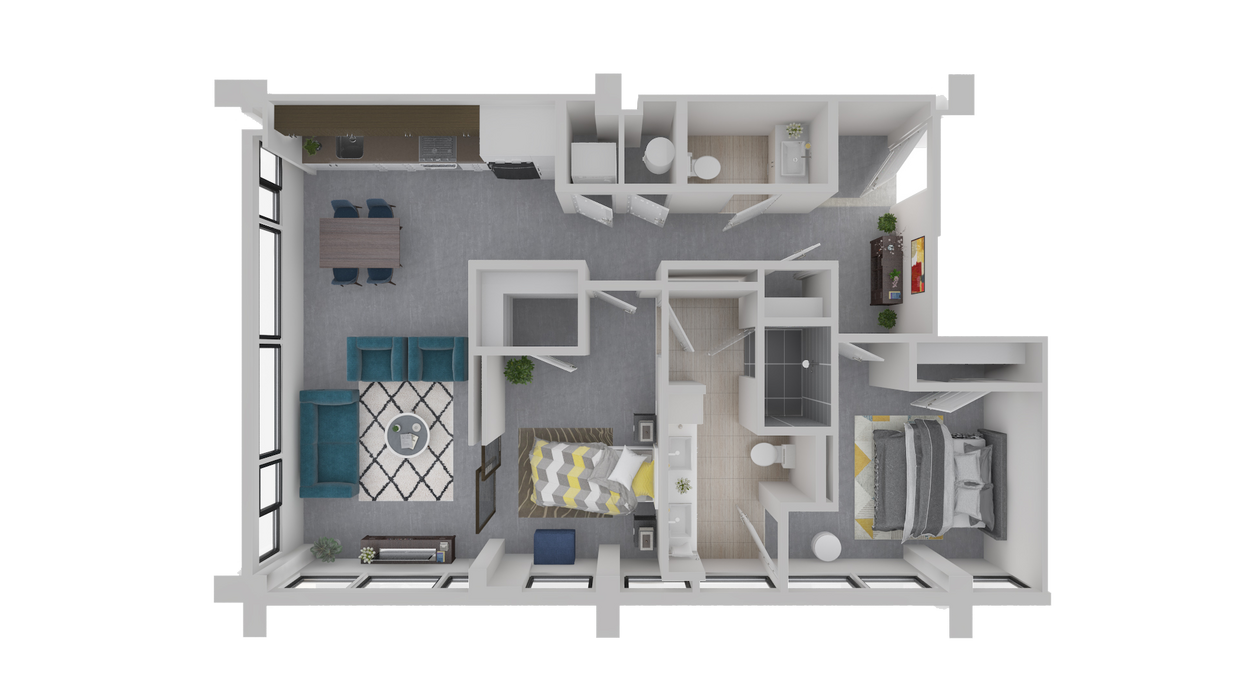 Floor Plan - B2 - 2 Bedroom 1.5 Bath