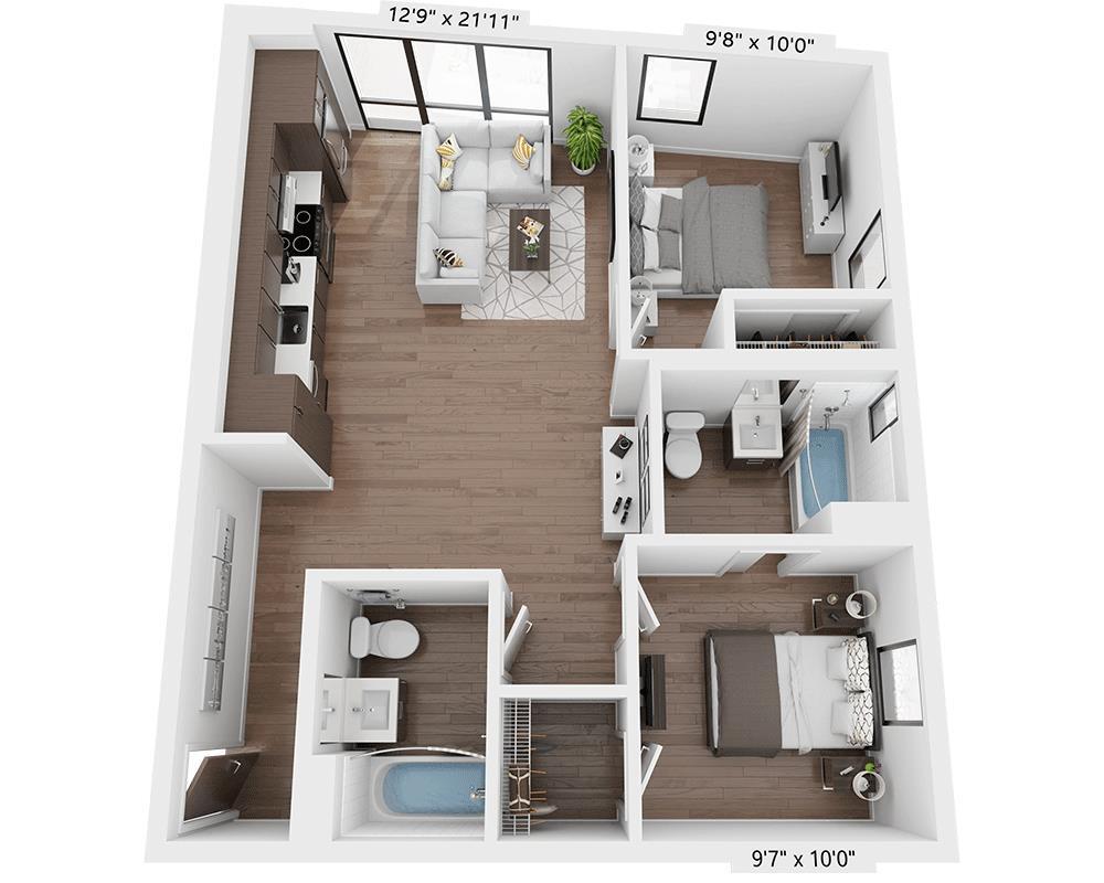 Floor Plan - Two Bedroom B2E