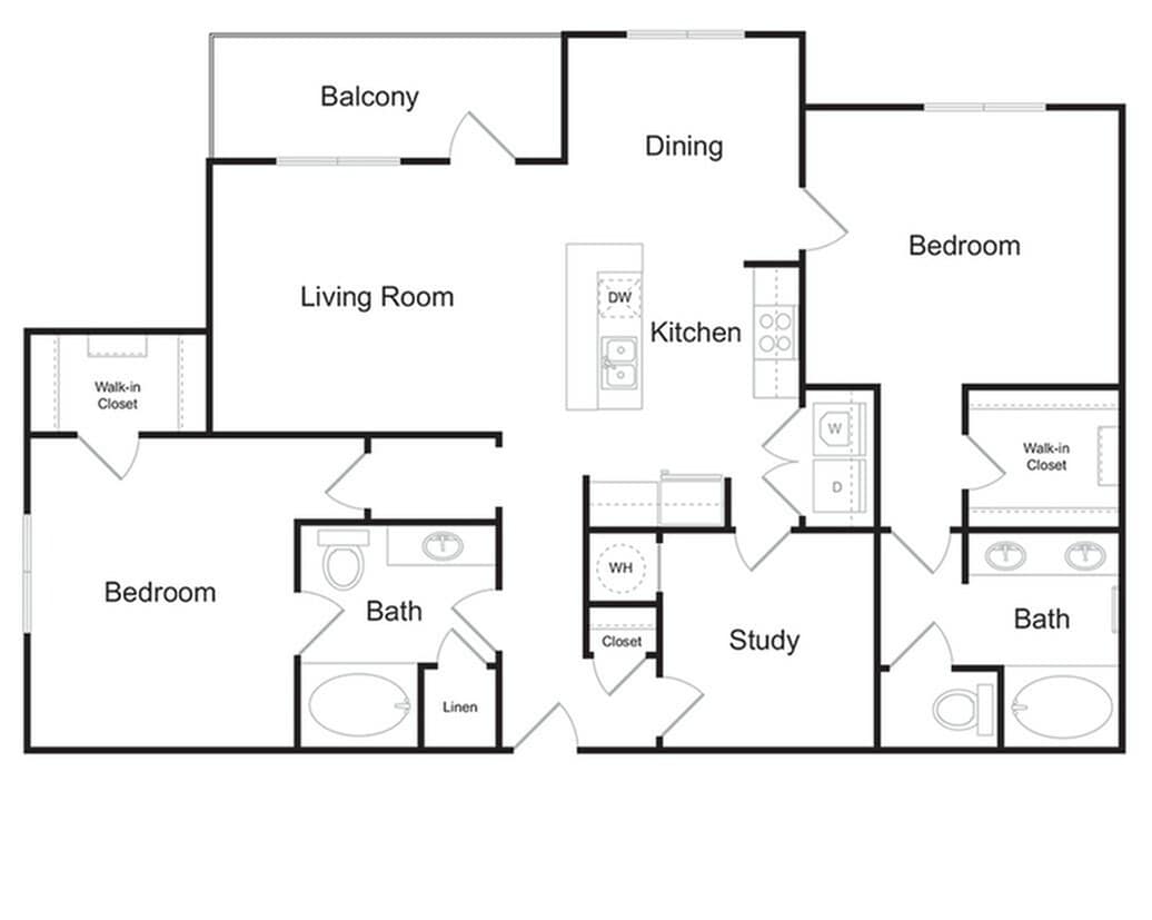 The Olmstead 2 bedroom 2 bathroom 1409 sq ft apartment home at The Kendrick located in Atlanta, GA 30324 - The Olmstead