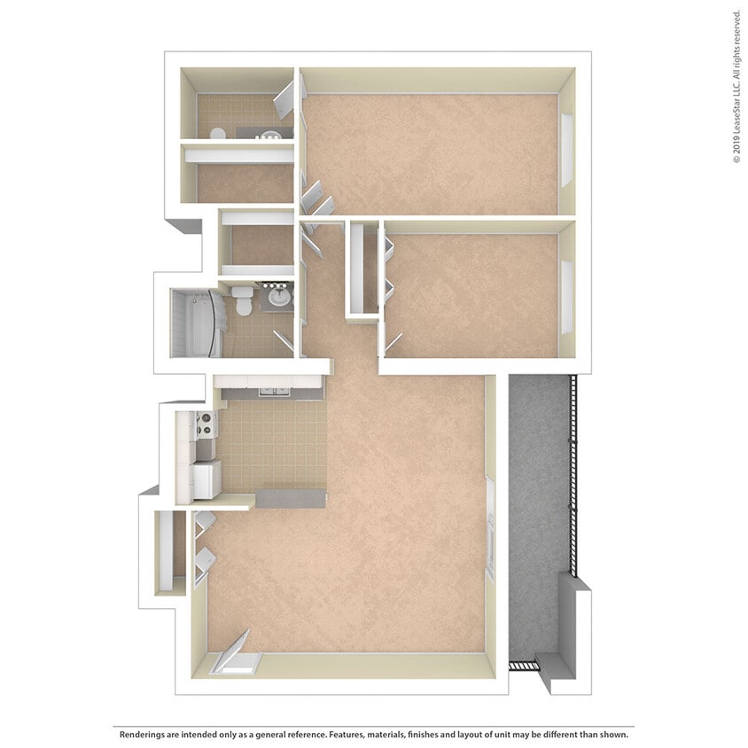 Floor Plan - TWO BEDROOM 1.5 BATH