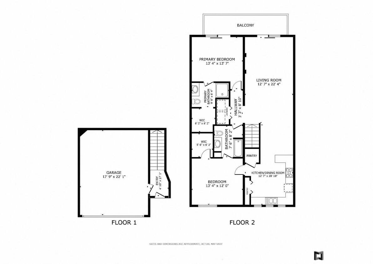Floor Plan - 2 Bed / 2 Bath / 2 Stall Attached Garage / Uppe...