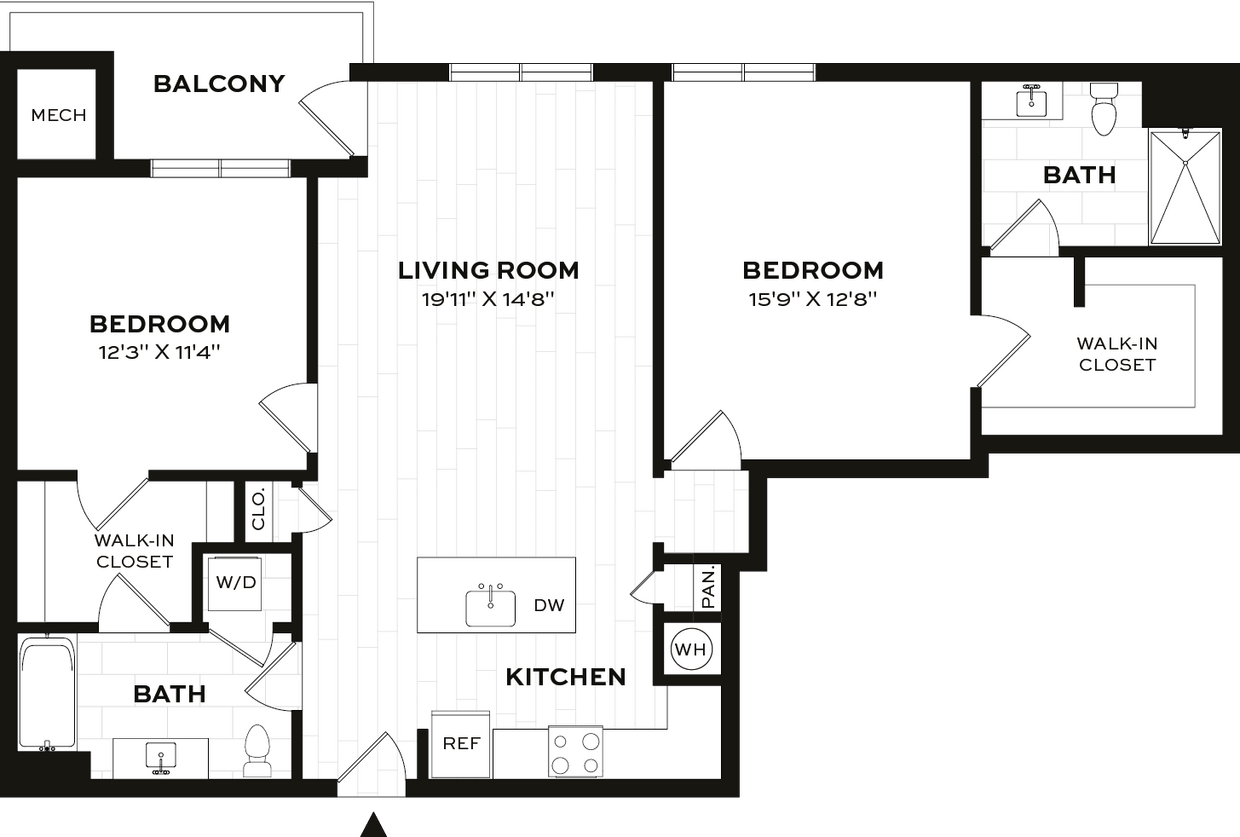 Floor Plan - 2 Bed/2 Bath-G1