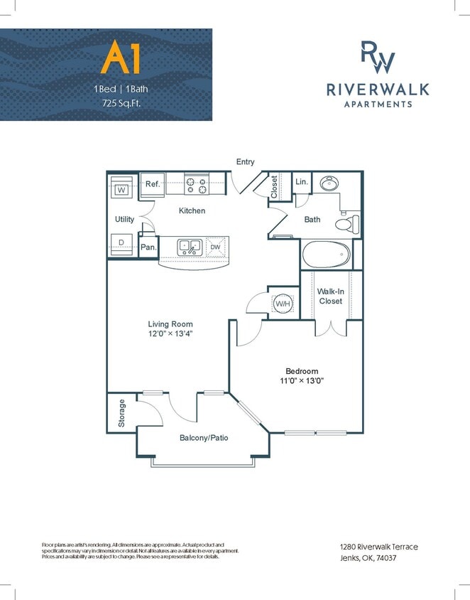 A1 Floor Plan - 1 Bedroom - A1