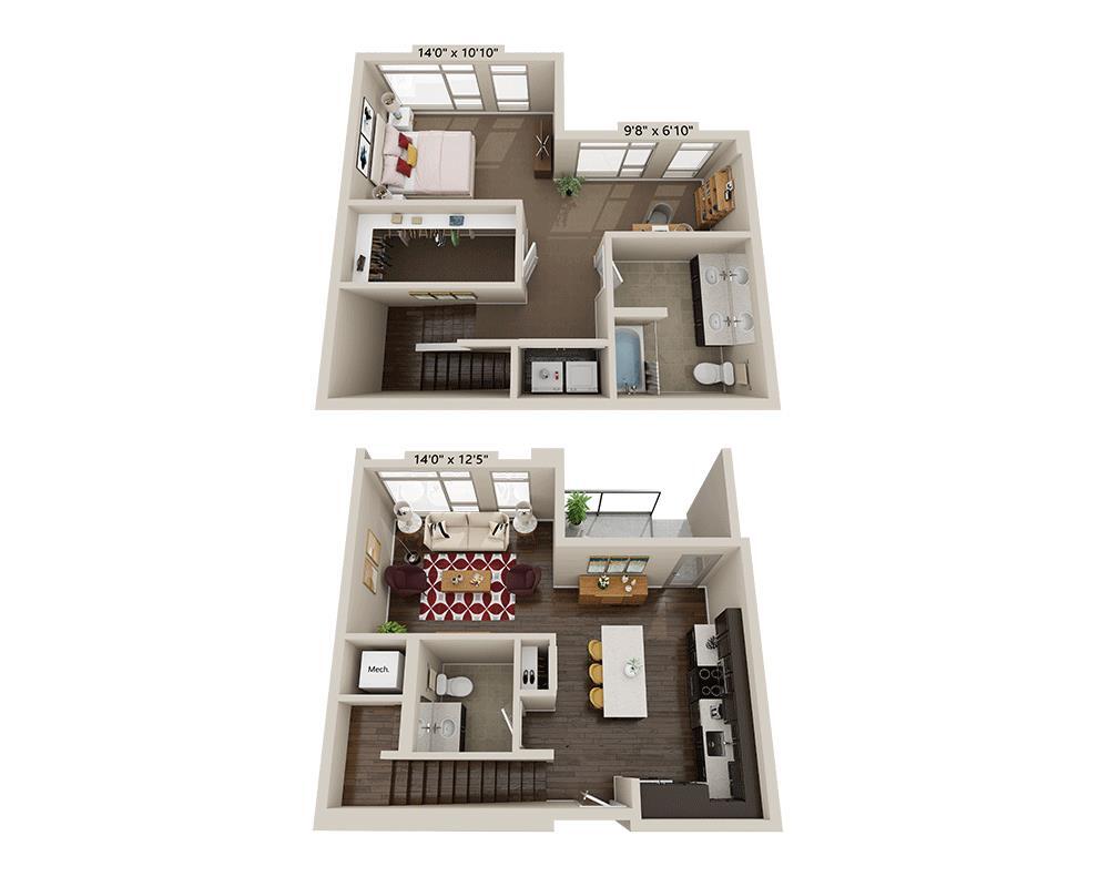 Floor Plan - One Bedroom A1.5B