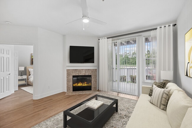 Renovated Package I living room with hard surface flooring - eaves RockMeadow
