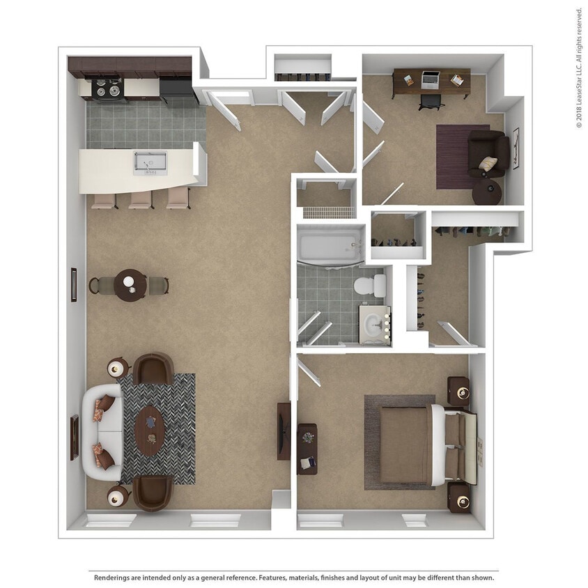 Floor Plan - One Bedroom plus Den