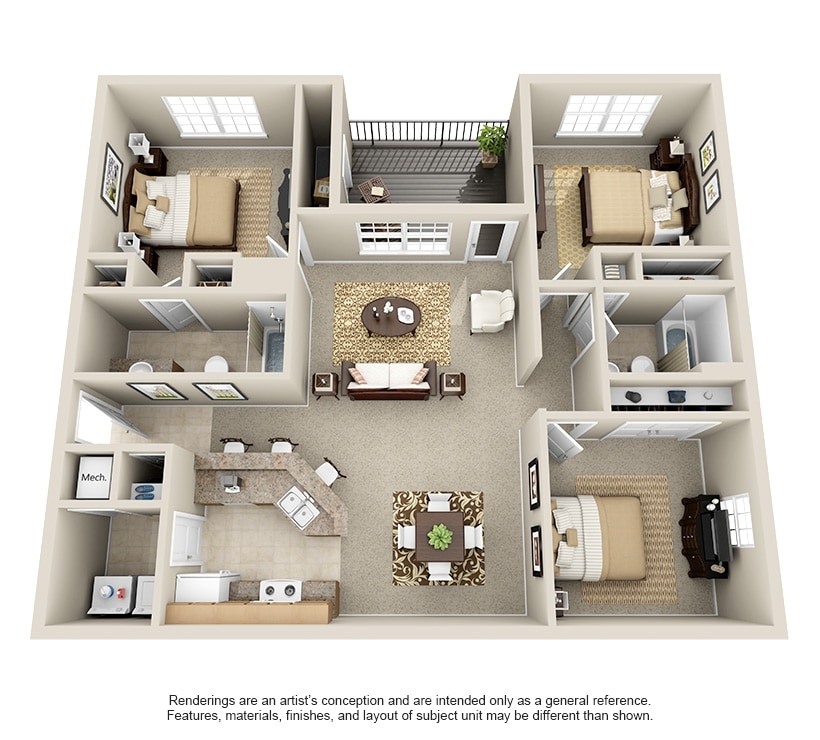 3BR/2BA - Three Bedroom