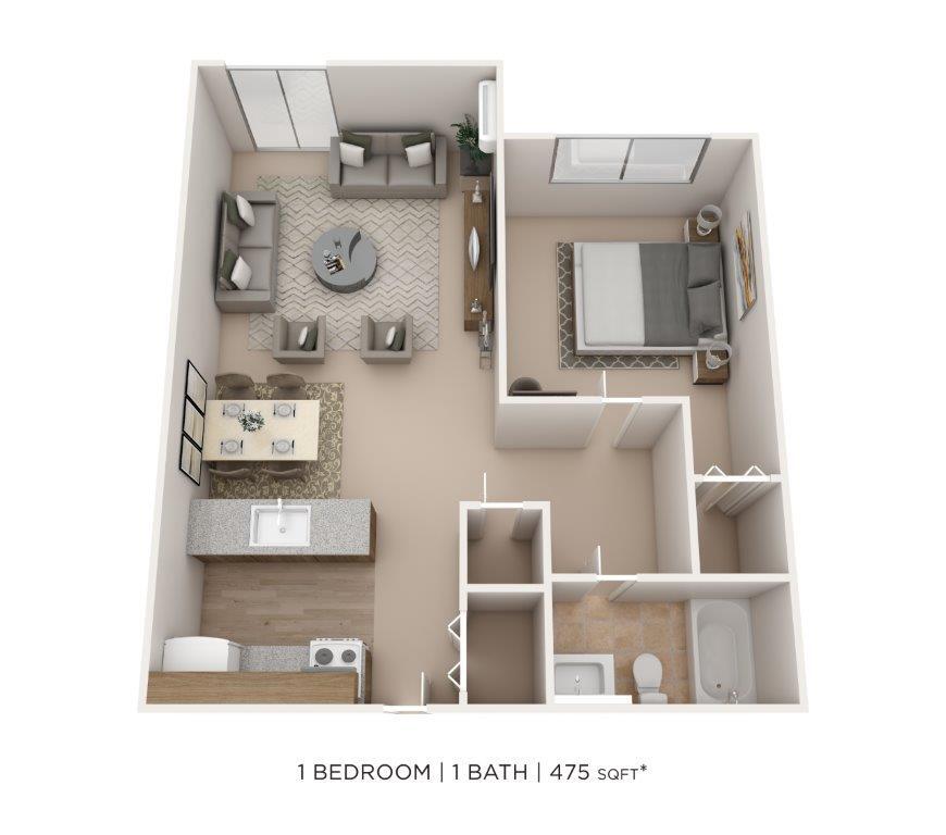 Floor Plan - One Bedroom- 475 sqft