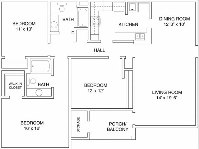 3BR/2BA - Three Bedroom