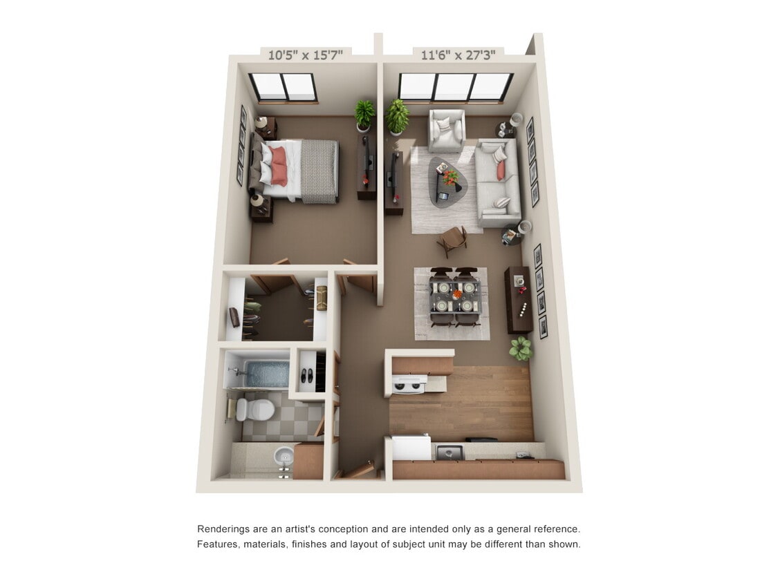 Floor Plan - 1 Bedroom 1 Bathroom