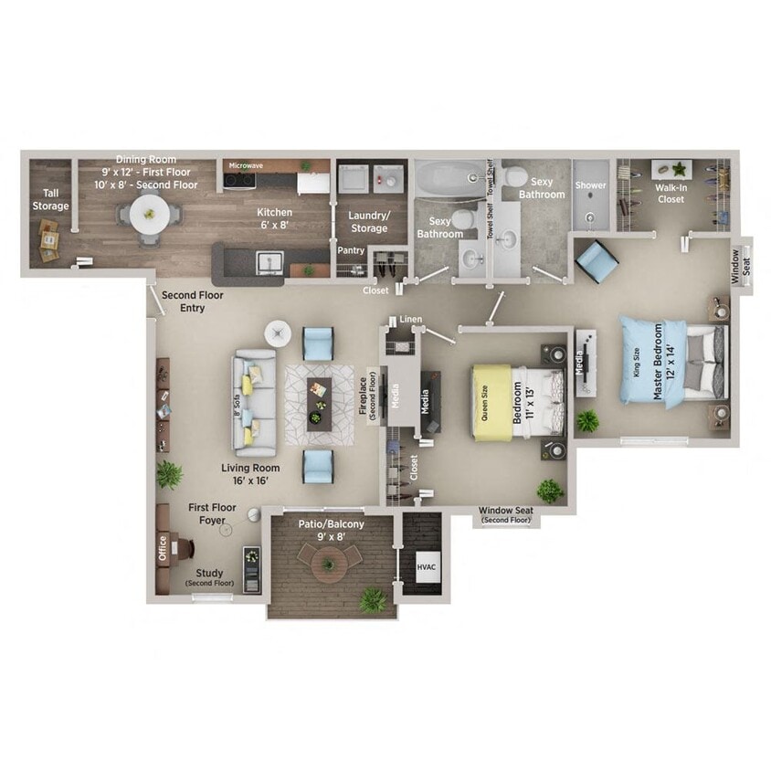 Floor Plan - Two Bedroom, Two Bath Premium