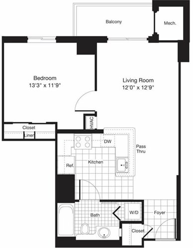 Floor Plan - 1 Bedroom D