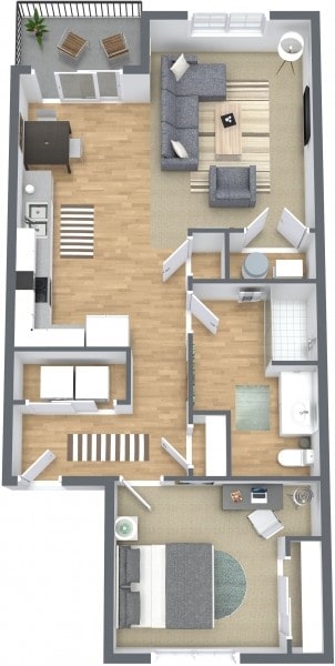 Floor Plan - 1 Bedroom 1 Bathroom