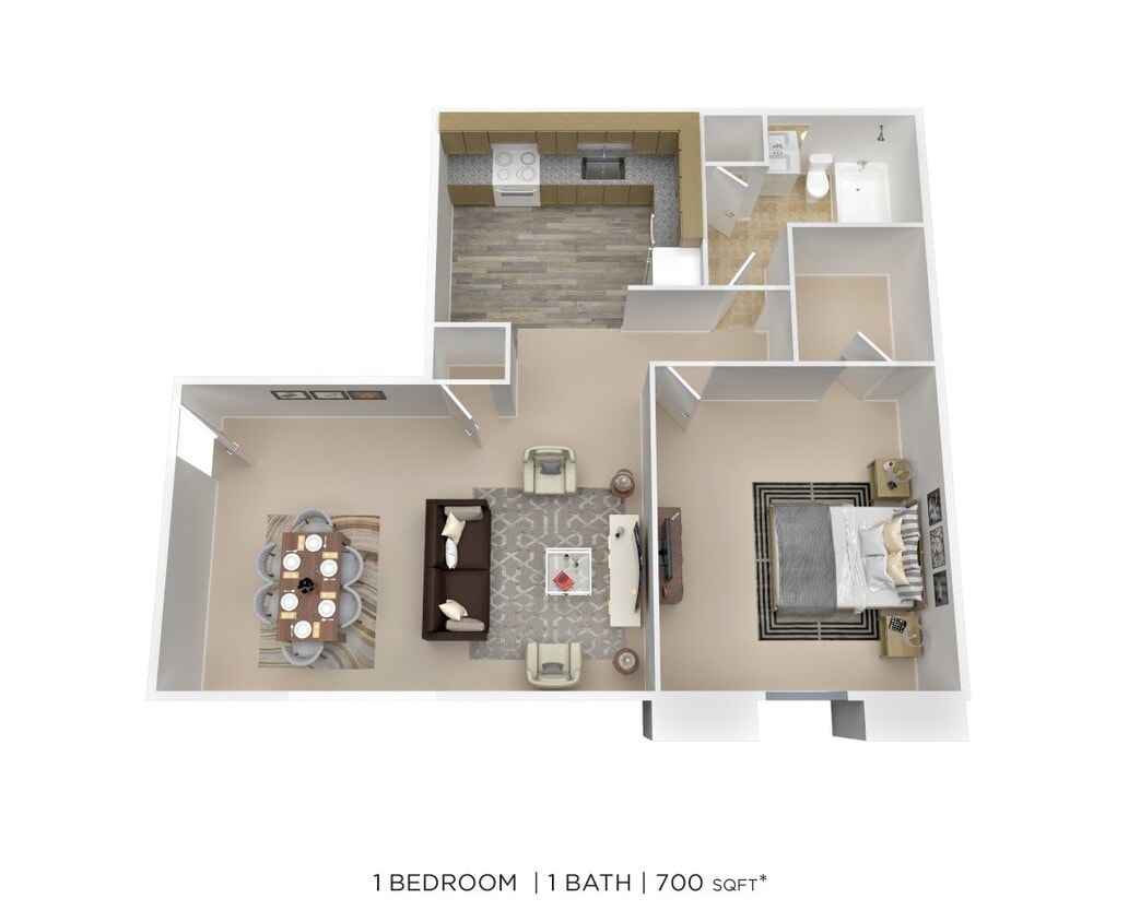 Floor Plan - One Bedroom - 700 sqft