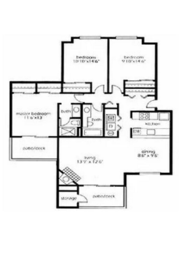 3 Bed 2 Bath Floor Plan - C1