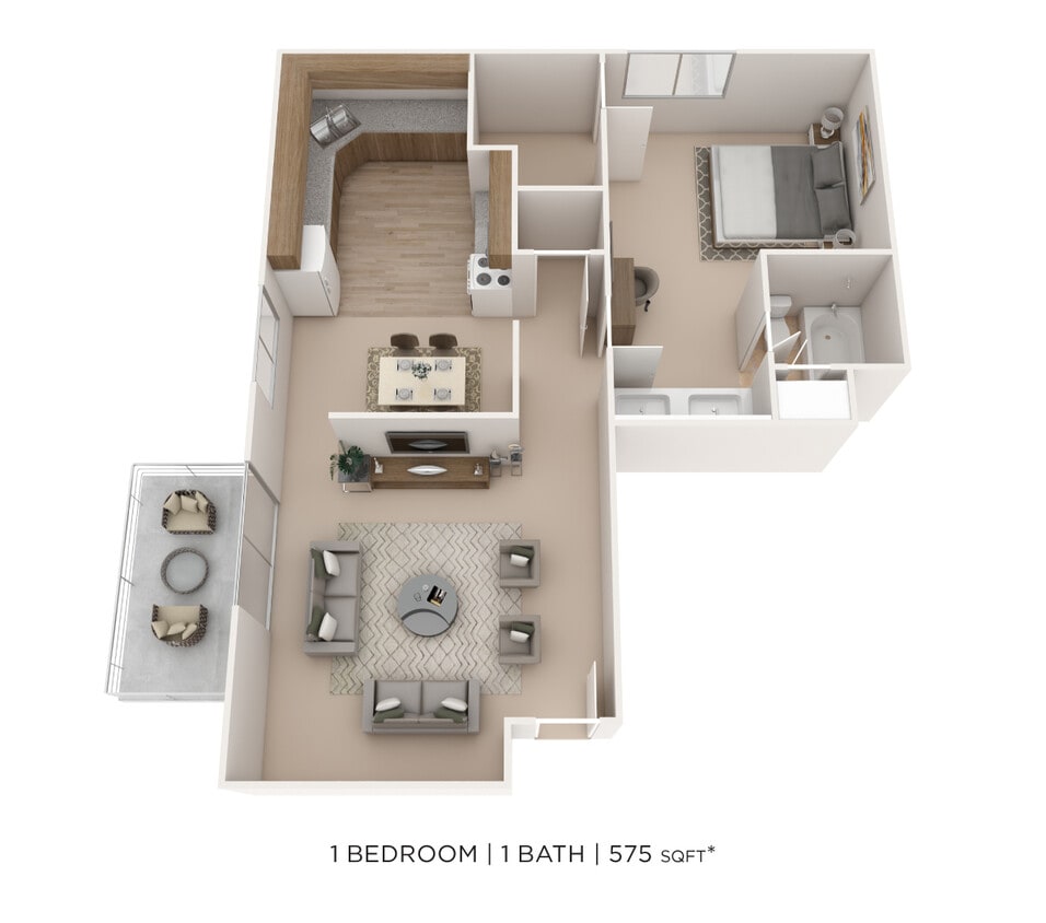 Floor Plan - One Bedroom- 575 sqft