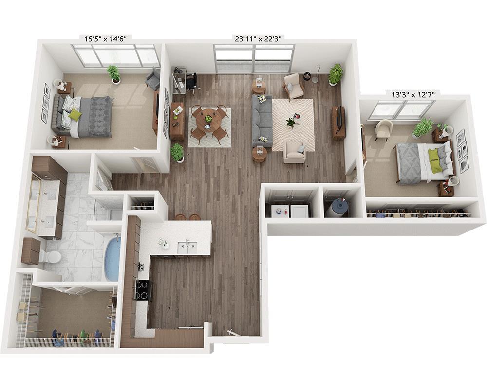 Floor Plan - Two Bedroom B1D