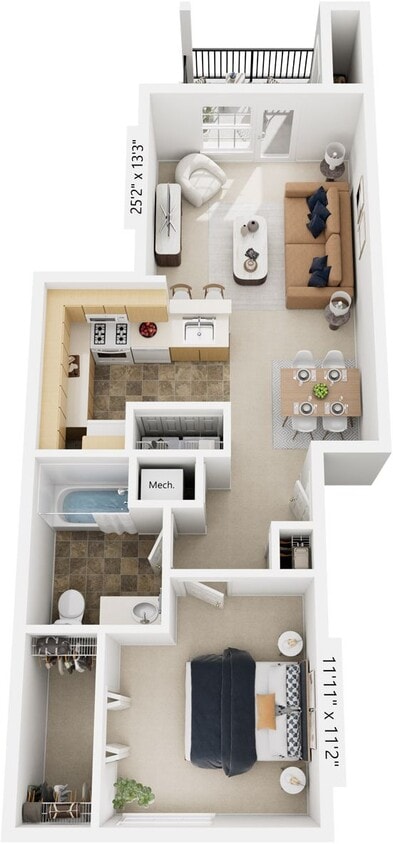 Floor Plan - One Bedroom - Bridge