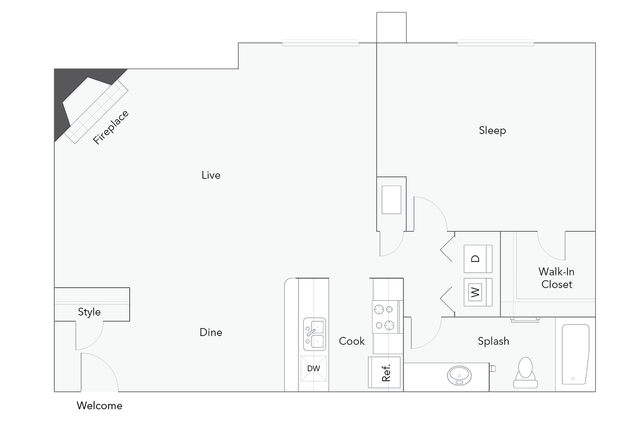 Apex | 1-Bedroom Floorplan - Apex