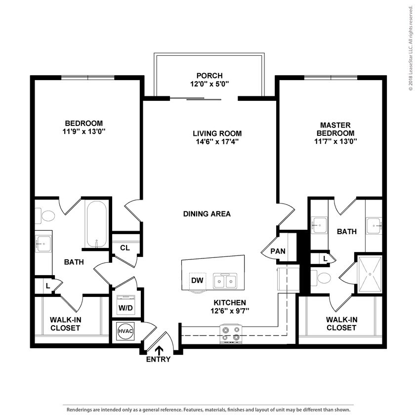 Floor Plan - 2 Bed/2 Bath-B2
